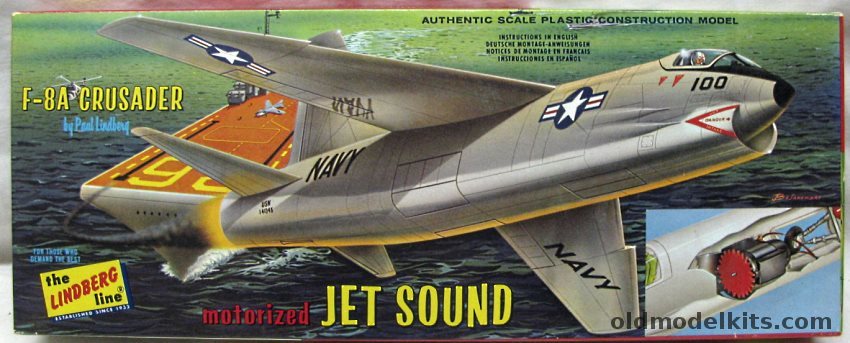 Lindberg 1/48 F-8A Crusader Motorized with Jet Sound, 307M-129 plastic model kit